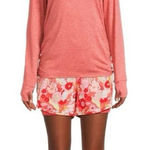 Avia Floral Active Scrunch Smocked Shorts Red Pink size Small Photo 0