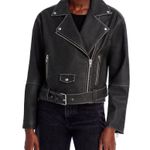 BLANK NYC Black Faux Leather Belted Moto Jacket Size XS Photo 1