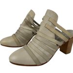 Free People Byron Strappy Mules Block Heel Leather Gray Size 41 USA 10 Cowgirl Photo 9