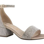 Sugar Noelle Women's Rhinestone Ankle Strap Block Heel Sandals Size 8M New Tan Photo 0