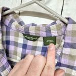 Eddie Bauer Shirt Women Medium Purple Pink Plaid Flannel Long Sleeve Hike Cotton Photo 1