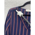 Workshop The  Women's Blouse Tunic Roll Tab Sleeve Blue Striped V Neck Sz Medium Photo 10