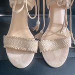 Badgley Mischka  BOMBAY Stiletto Heeled Suede Sandals Nude/Cream Size 10 Photo 4