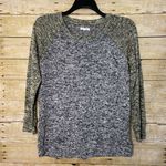 Maurice's Gray & Yellow Marled Raglan Sleeve Knit Top - Size Medium - Sweater Photo 0