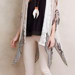 Anthropologie Elizabeth Gillett Boho Noma Sheer Lace Crochet Kimono Cardigan OS Photo 0