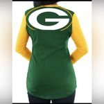 Majestic Green Bay Packers Green and Yellow 3/4 Fan Fashion Shirt NWOT Large Photo 1