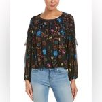 Free People  Wildflower Honey Top Black Floral Size Small Photo 4