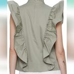ZARA  Green Poplin Ruffle Sleeveless‎ Top Size Med Feminine Photo 1