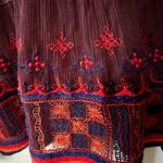 Free People  “All Your Feelings” Sheer Embroidered Blouse Plum Red Boho Photo 2