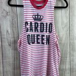 Chin Up Apparel Cardio Queen  Coral and White Striped Tank Photo 0