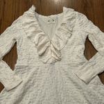 Mia Joy Dress Womens Medium Ruffle Cream Long Sleeve Stretch Joyfolie Lined Photo 1