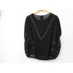 Free People  New Romantics South Of the Equator Embroidered Lace Tassel Top Black Photo 6