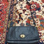 Coach  Black Pebbled Leather Turnlock Crossbody Shoulder Bag Brass Chain Photo 0