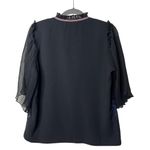 Suncoo Serie Black and Blue short sleeve floral lace blouse sz 2 T Photo 1