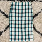 ZARA Green & White Checkered Pencil Skirt Photo 0