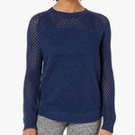 prAna Kokimo Open Knit Mesh Crewneck Sweater Women's XS Navy Blue Beachy Y2K Photo 2