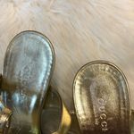 Gucci  Women's Size 7B Gold Metallic Studded T Ankle Strap Stiletto High Heels Photo 9