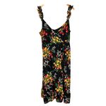Madewell  Ruffle-Strap Wrap Midi Dress in Black Orchid Bouquet Size 12 Photo 6