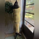 Mable floral smocked tiered ruffle spaghetti strap maxi dress, size medium Yellow Photo 5