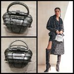 Cult Gaia 💕💕 Lillith Bag ~ Acrylic Mini Top Handle Bag Collapsible Gray Marble Photo 3