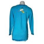 QUACKER FACTORY Blue Sweater Christmas Nativity Scene Angels Size XS 90s VINTAGE Photo 1