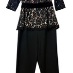 Eliza J  NWT black lace peplum pants jumpsuit 8 M Photo 0