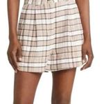 Treasure & Bond  Plaid Pleated Cotton Blend Shorts - Tan Chanterelle Plaid Photo 0