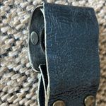 Rebel Designs Round Disc with Metal Rim Leather Cuff Wrist Bracelet Blue Photo 5