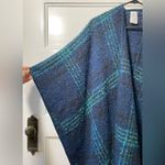 Woolrich | Plaid Boucle Shawl Poncho in Navy/Green One Size Photo 3