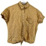 Madewell Short Sleeve Tie Front Linen Button Down Top Pocket Cropped Yellow XXS Photo 1