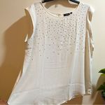 Apt. 9  Off white Rhinestone Bling Chest Dressy Tank Photo 0