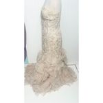 Jovani  Strapless Trumpet Embroidered Corset‎ Prom Dress Gown Light Cafe Size 16 Photo 8