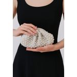 Santi Imitation Pearl Clutch – Satin & Beaded Evening Bag White Photo 3