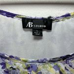 AB Studio  Purple Green Floral Short Sleeve Lace Ruffle Top Size‎ Women's Large Photo 2