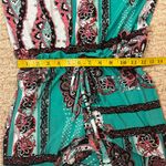 Flirty Pink Women's Paisley Jumpsuit in Teal and Pink Size Small. B32 Green Photo 12
