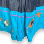 Vintage 90s Southwestern Appliqué Denim Button Up Shirt Gaucho Pants Set Medium Blue Photo 11