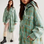 Free People  Plaid Long Ruby Jacket in Sage Combo Size XS Grunge Distressed Photo 3