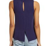 Halogen  Crewneck High-Low Tank - Size Lg - Navy Photo 5