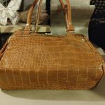 Anne Klein Alligator Alley Satchel Crocodile-Embossed Faux Leather Tote Brown Photo 5