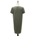 Theory  Dress Women's Size 8 Keyhole Tie Shift Drapey Crepe Dress Military Green Photo 7
