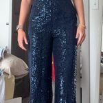 Sparkly Navy Jumpsuit Wide Leg Blue Size L Photo 1