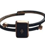 Antique 1879 Victorian Gold Filled Mourning Bracelet with Real Center Diamond Black Photo 8