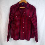 CHAPS Red Black Gingham Plaid Button Front Long Sleeve Flannel Shirt Size XL Photo 9