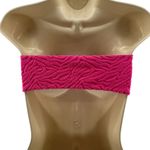 Womens Textured Terry Cloth Bandeau Bikini Top Bright Pink Size Small Photo 3