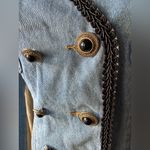 EXPRESS Vintage Denim Blazer and Skirt W Onyx & Black Buttons, Black Trim Photo 3