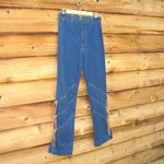 Vintage 70's High Rise Flare Fringe Jeans Blue Size 28 Photo 4