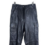 Flying Bikes Oakwood Leather Cargo Pants Womens 10 Black Motorcycle Biker Photo 1