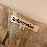Reformation Womens Linen Pants Pleated Straight Leg Crop Beige 6 Photo 3