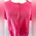 Loft  Womens Pink Short Sleeve Sweater Button Up Cardigan Small Photo 2