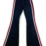 Topshop Jean Jamie Flare Moto Black Denim High Waist Side Stripe Size:26 Photo 3